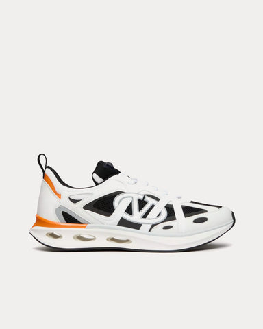 Valentino Vlogo Easyjog Calfskin & Fabric Black / White / Pastel Grey / Orange Low Top Sneakers