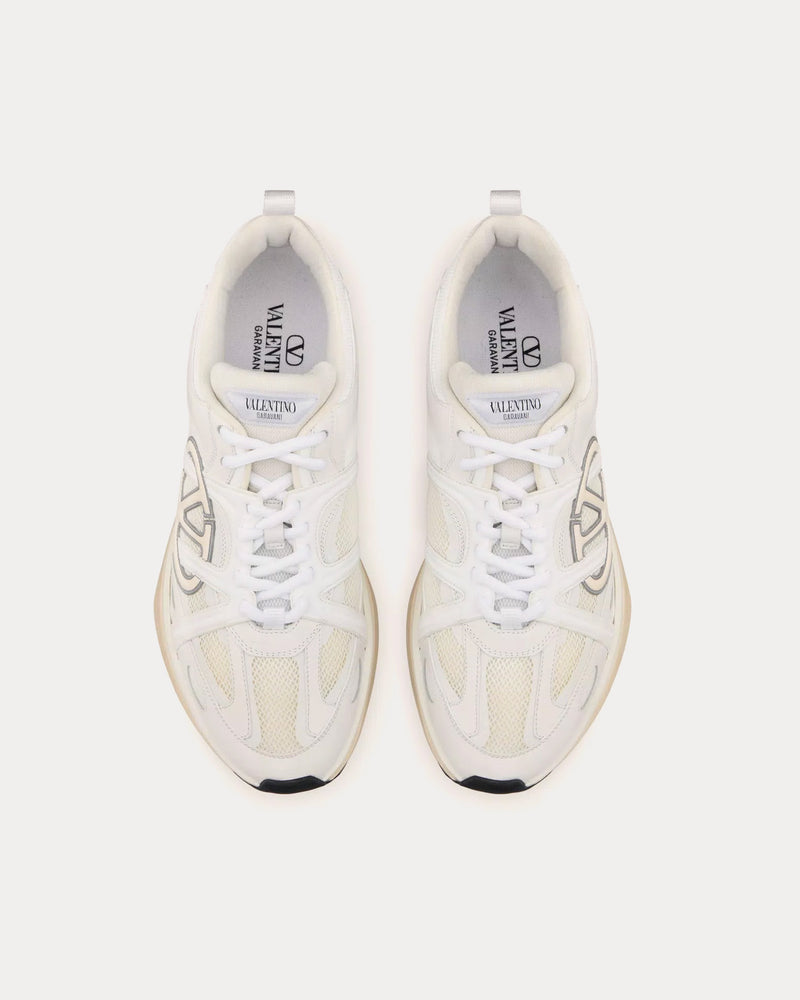 Valentino Vlogo Easyjog Calfskin & Fabric White / Ivory / Grey Low Top Sneakers - 2