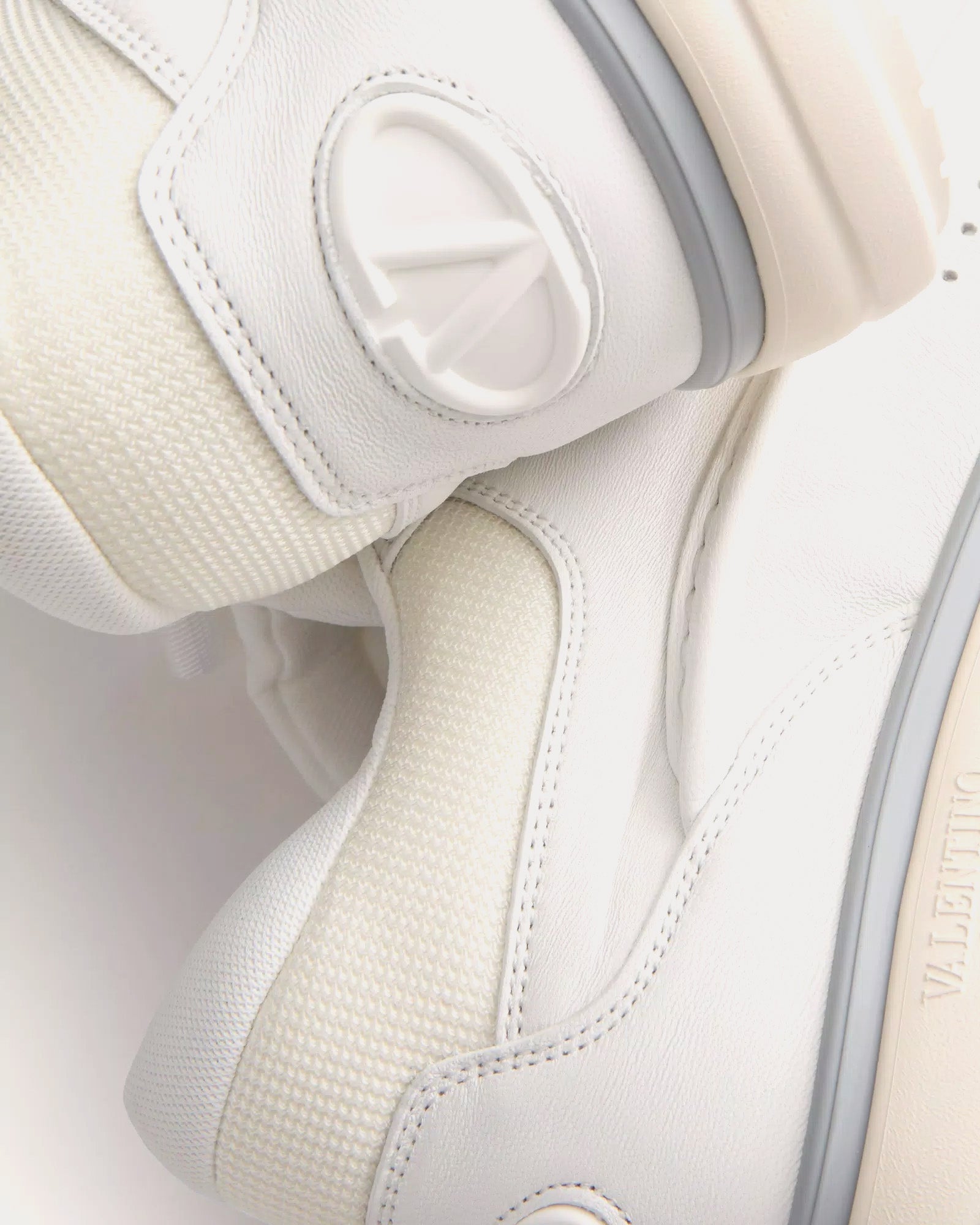 Valentino Runboot Calfskin Leather White Mid Top Sneakers - 4