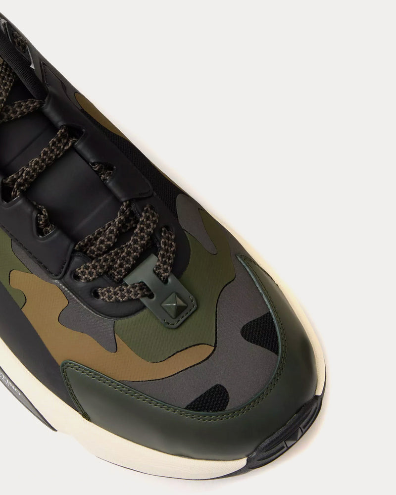 Valentino True Act Camouflage Rubberised Fabric Black / Khaki / Dark Grey Low Top Sneakers - 4