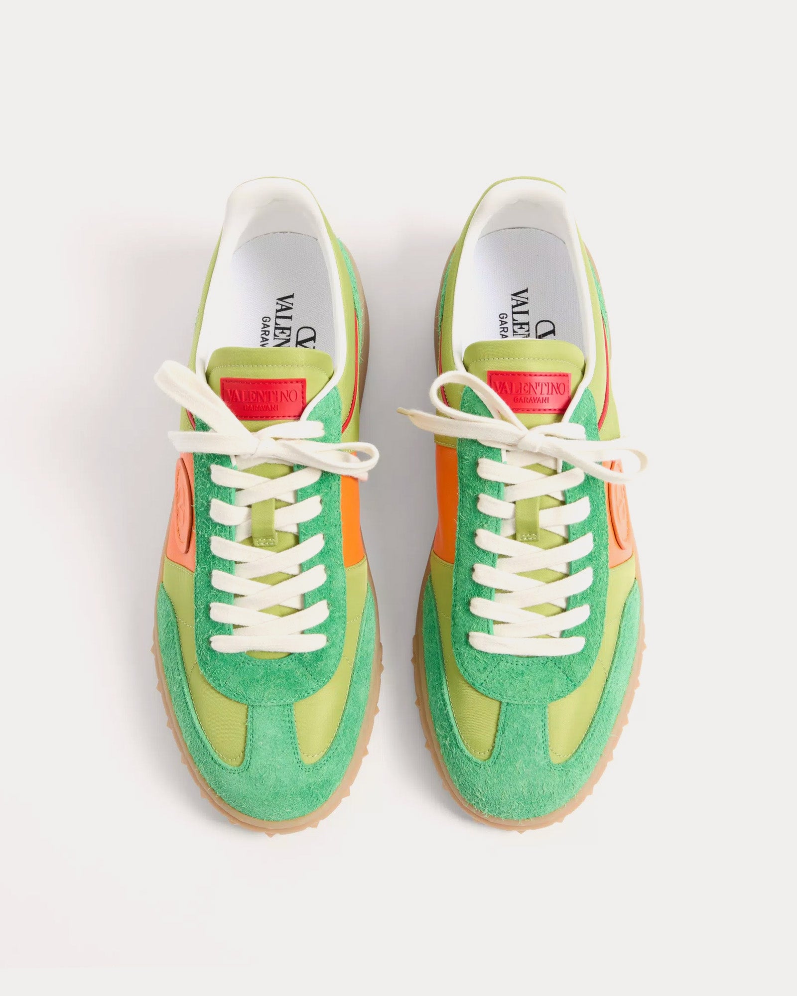 Valentino Upvillage Crust Leather & Nylon Green Briar / Chartreuse / Pumpkin / Coral Low Top Sneakers - 2