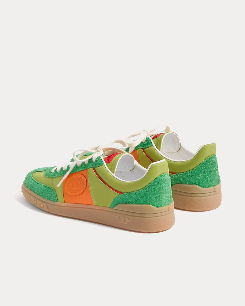 Valentino Upvillage Crust Leather & Nylon Green Briar / Chartreuse / Pumpkin / Coral Low Top Sneakers - 3