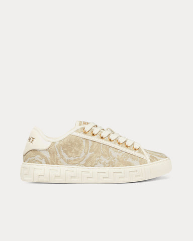 Versace Barocco Greca Print Beige Low Top Sneakers