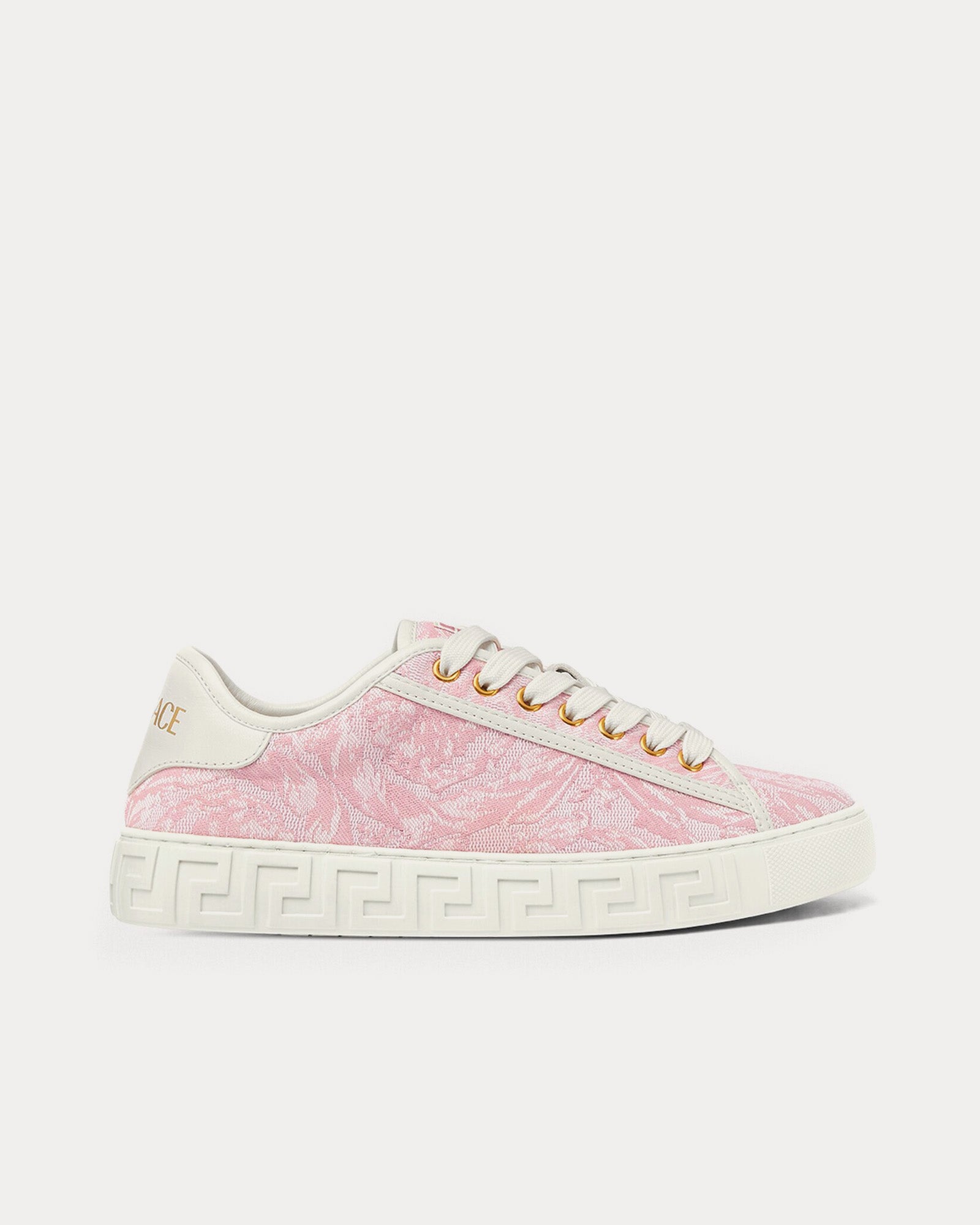 Versace Barocco Greca Print Pink Low Top Sneakers - 1