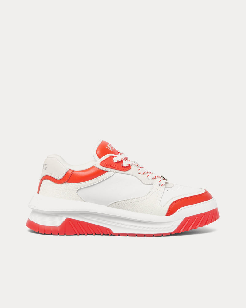 Versace Odissea Leather Coral / White Low Top Sneakers - 1