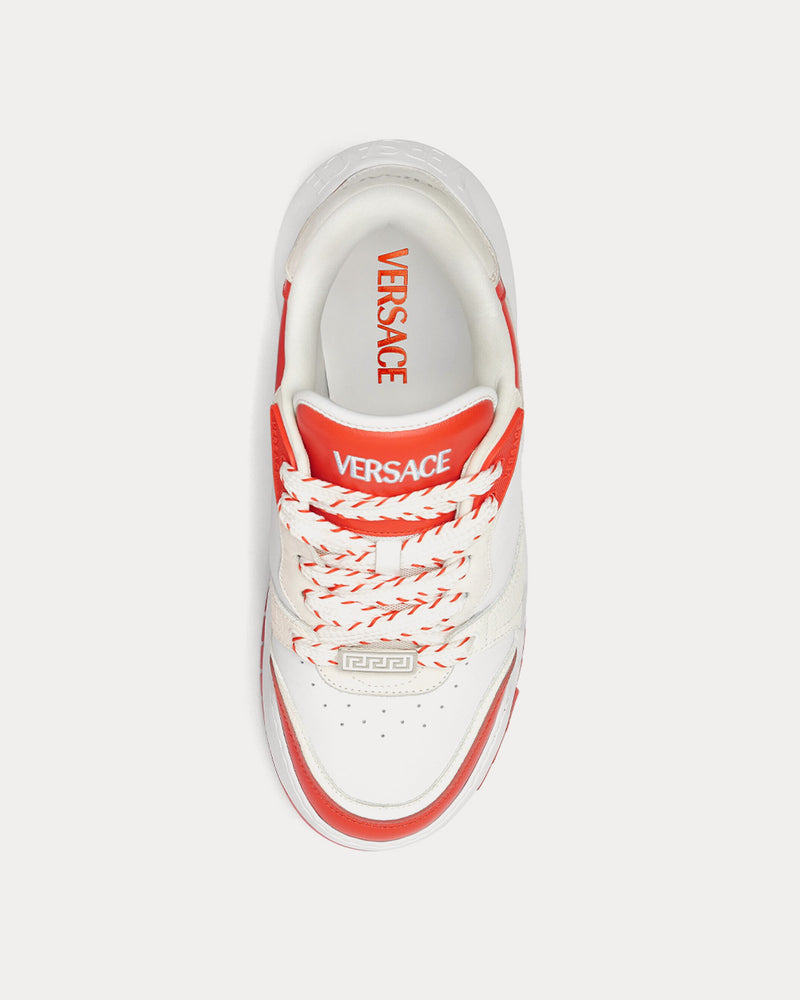 Versace Odissea Leather Coral / White Low Top Sneakers - 2