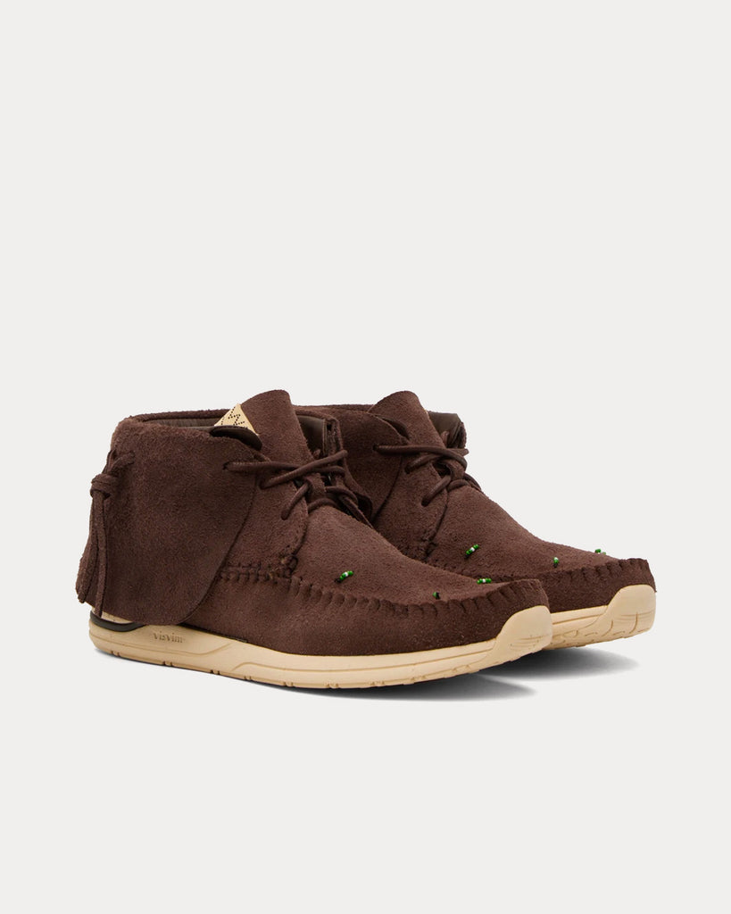 Visvim FBT Lhamo-Folk Dark Brown Low Top Sneakers - Sneak in Peace