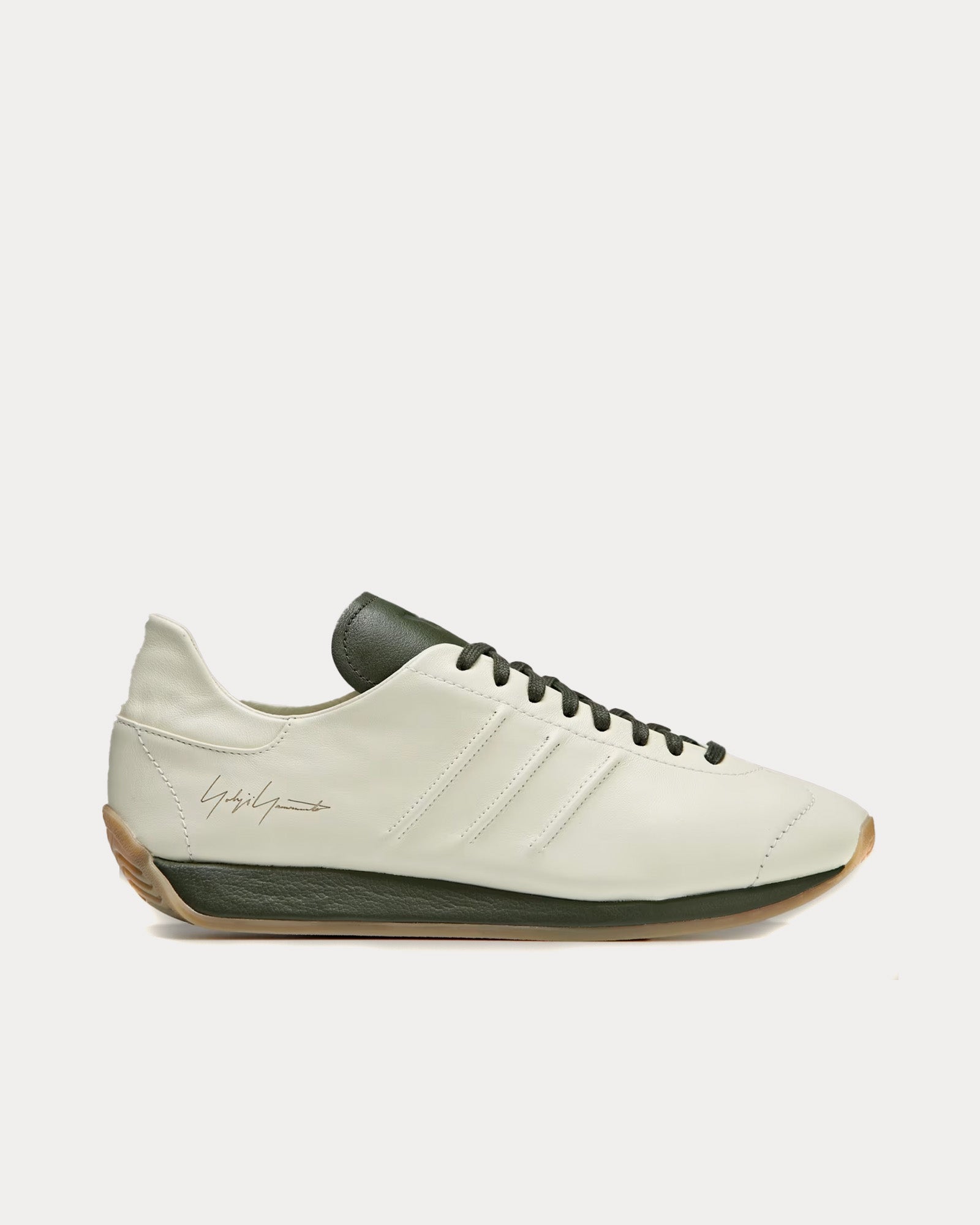 Y-3 Country Leather Cream White / Cream White / Night Cargo Low Top Sneakers - 1