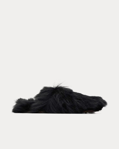 Yves Salomon Toscana Lambskin Noir Slippers