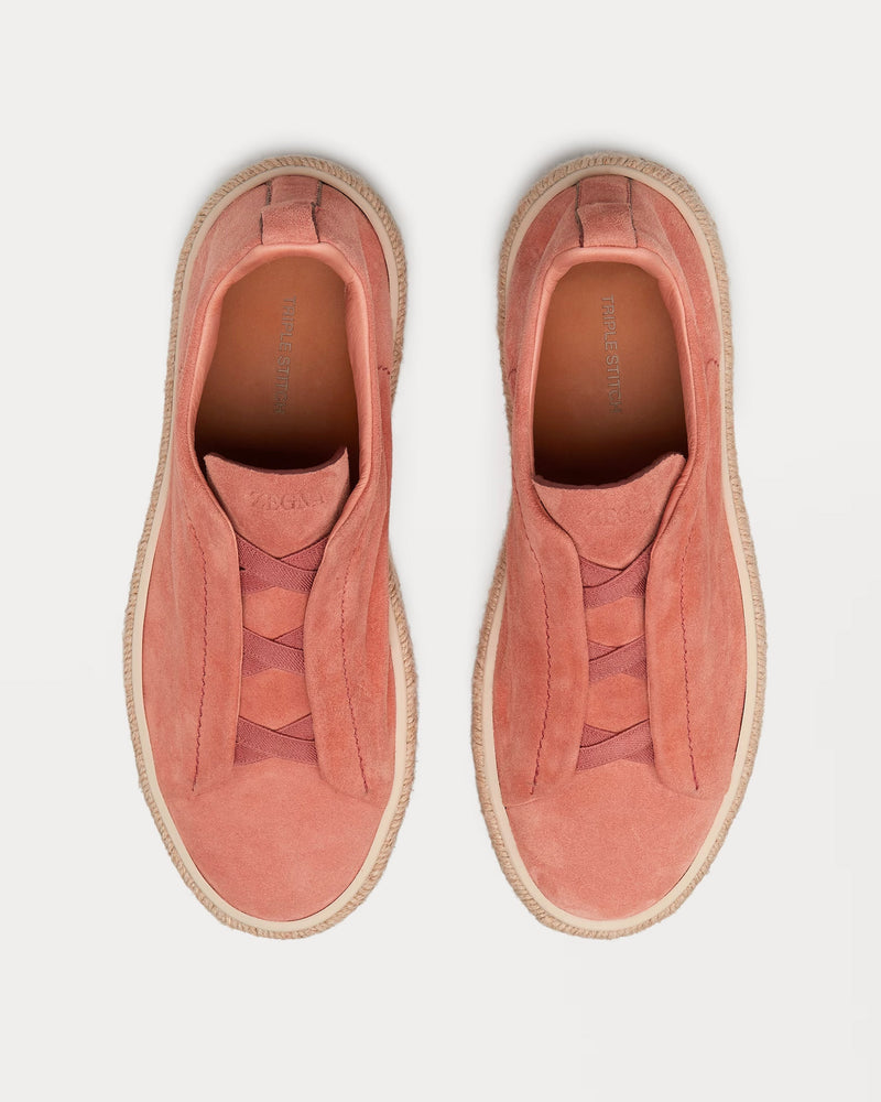 Zegna Triple Stitch Espadrilles Deerskin Dust Pink Slip On Sneakers - 2