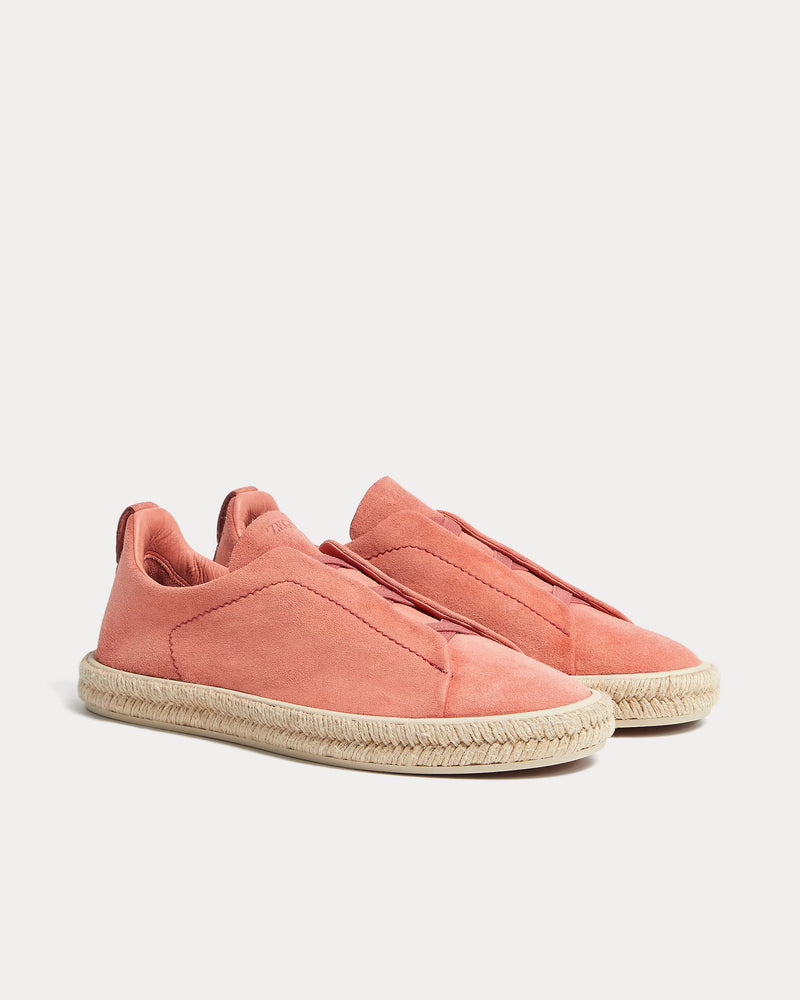 Zegna Triple Stitch Espadrilles Deerskin Dust Pink Slip On Sneakers - 3