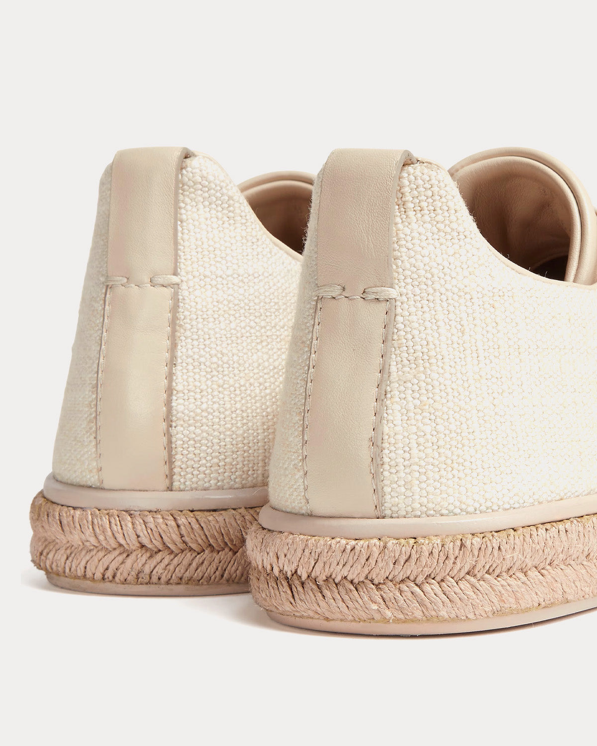 Zegna Triple Stitch Espadrilles Linen Off-White Slip On Sneakers - 4