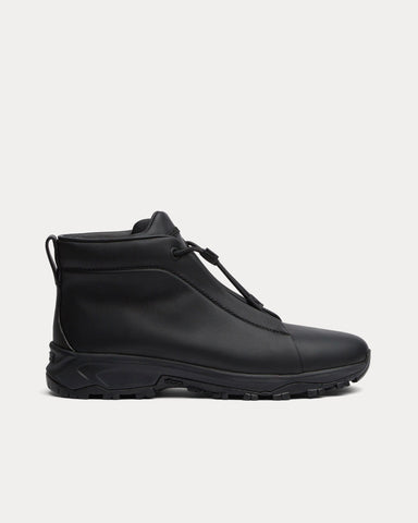 Zegna Triple Stitch Vetta Leather Black High Top Sneakers