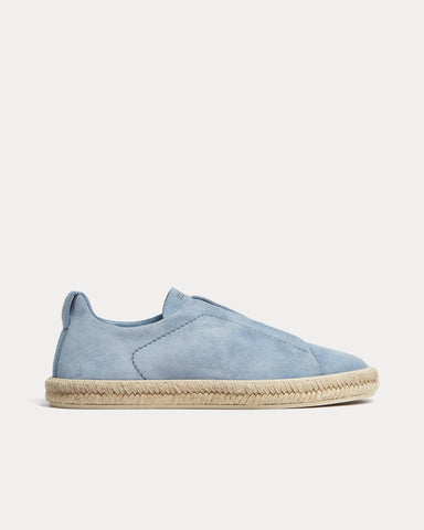 Zegna Triple Stitch Espadrilles Deerskin Utility Blue Slip On Sneakers