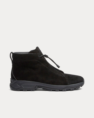 Zegna Triple Stitch Vetta Suede Black High Top Sneakers