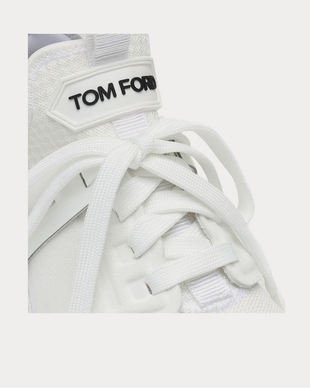 Tom Ford Leather-trimmed White Low Top Sneakers - 4