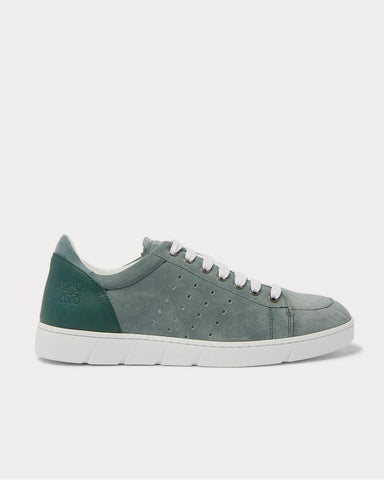 Loewe Leather-Trimmed Suede  Blue low top sneakers