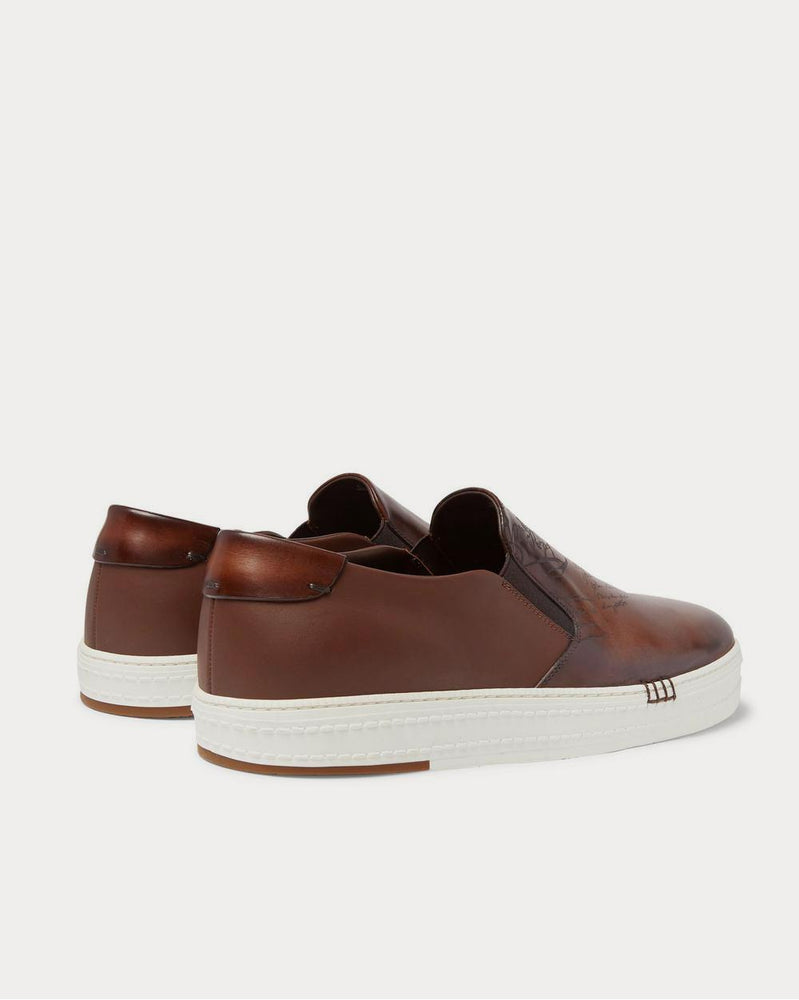 Berluti Playtime Scritto Leather Slip-On  Brown sneakers - 4