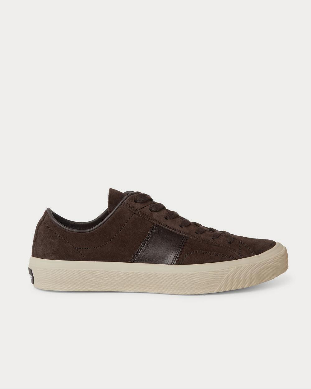 Tom Ford Cambridge Leather-Trimmed Suede  Dark brown low top sneakers - 1