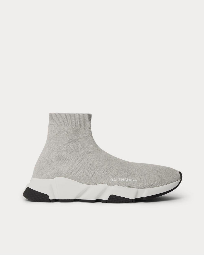 Balenciaga Speed Sock Stretch-Knit Slip-On  Gray high top sneakers - 1