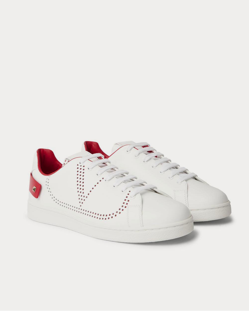 Valentino Backnet Perforated Leather  White low top sneakers - 2