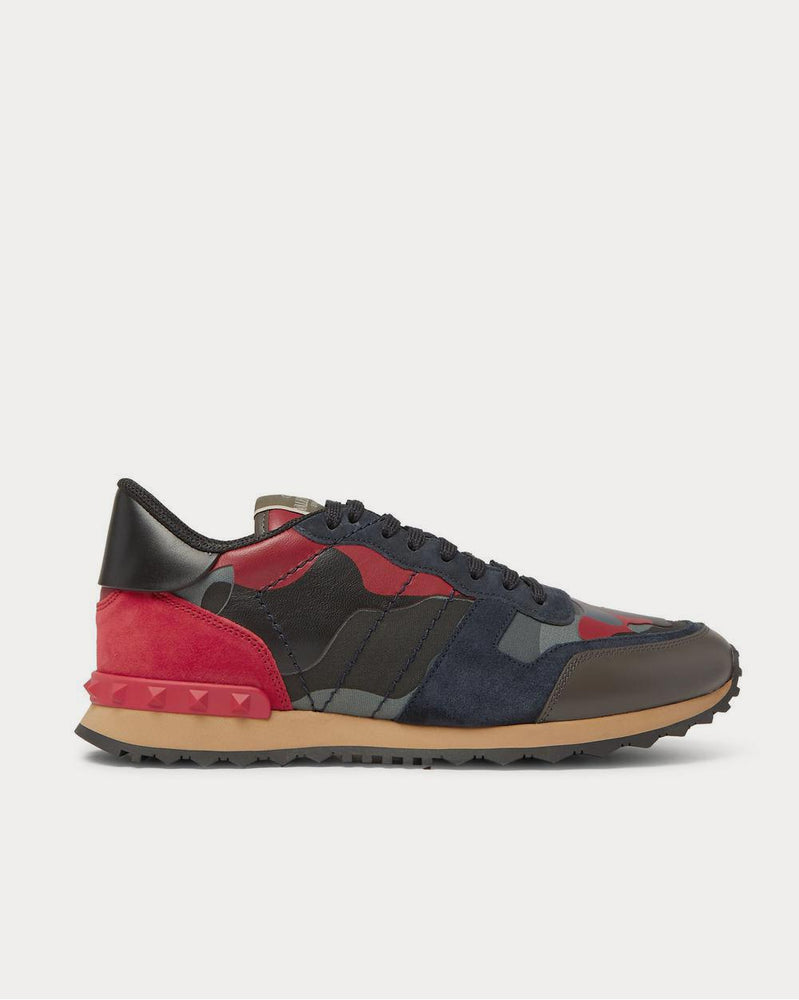 Valentino Rockrunner Camouflage-Print Canvas, Suede and Leather  Multi low top sneakers - 1