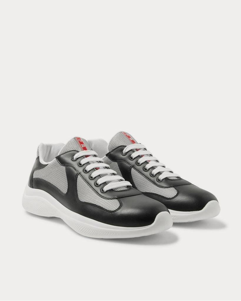 Prada America's Cup Leather and Mesh Black low top sneakers