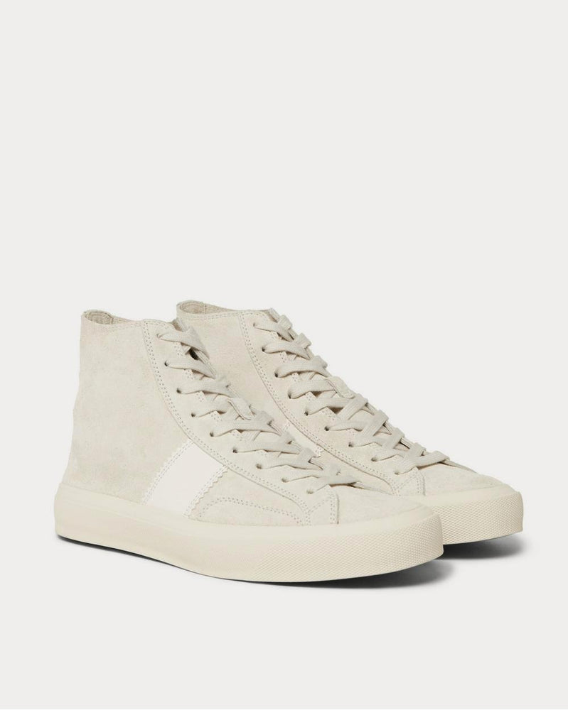 Tom Ford Cambridge Leather-Trimmed Suede High-Top  Off-white high top sneakers - 2