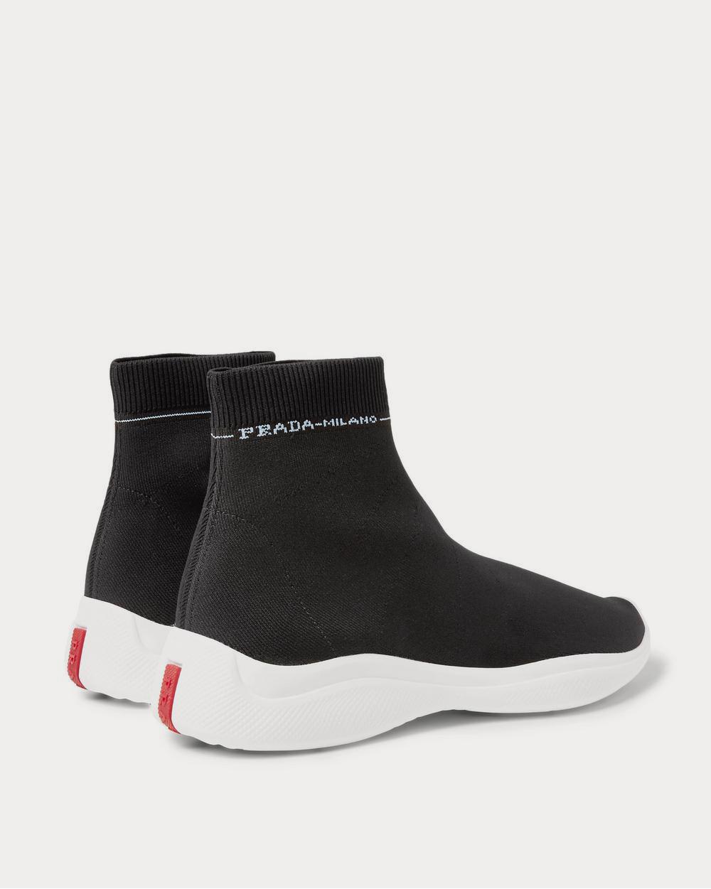 Prada America's Cup Stretch-Knit High-Top  Black high top sneakers - 4