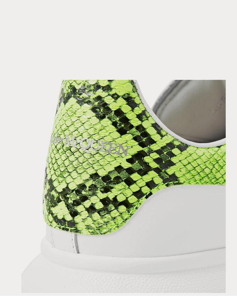 Alexander McQueen Exaggerated-Sole Neon Snake-Effect Leather  White low top sneakers - 5