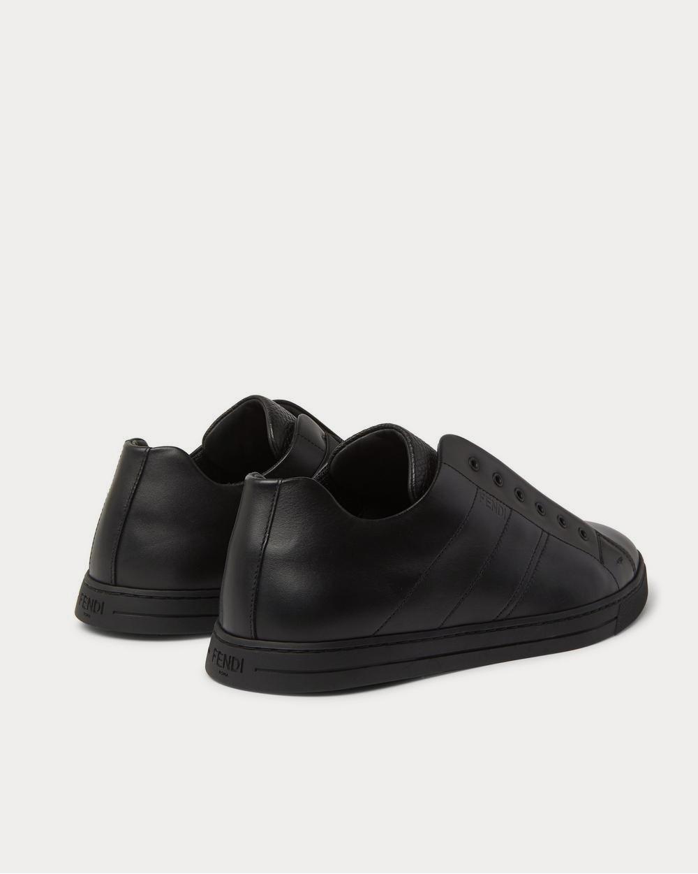 Fendi Smooth and Full-Grain Leather Slip-On  Black low top sneakers - 3