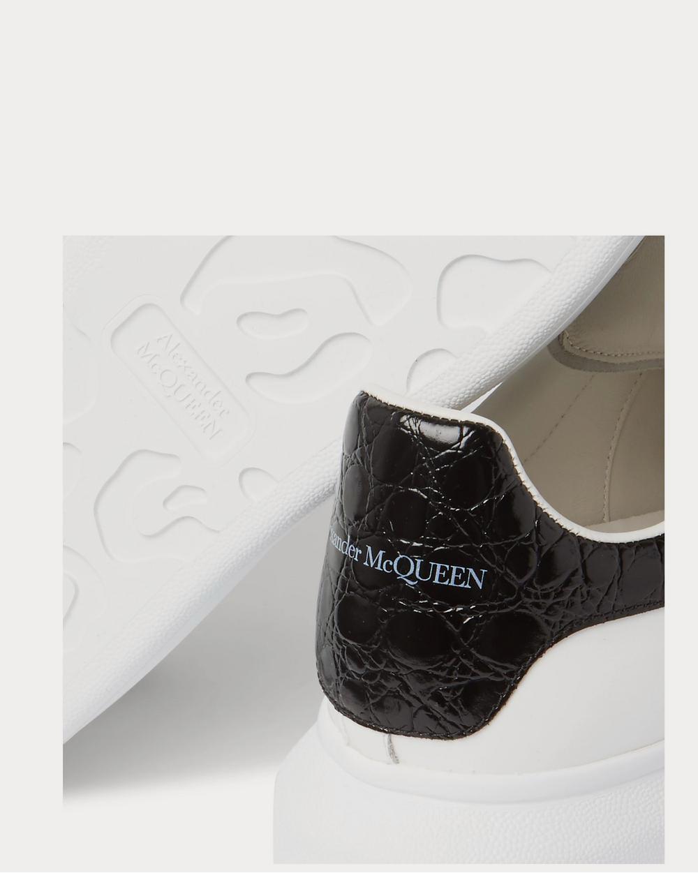 Alexander McQueen Exaggerated-Sole Croc Effect-Trimmed Leather  White low top sneakers - 4