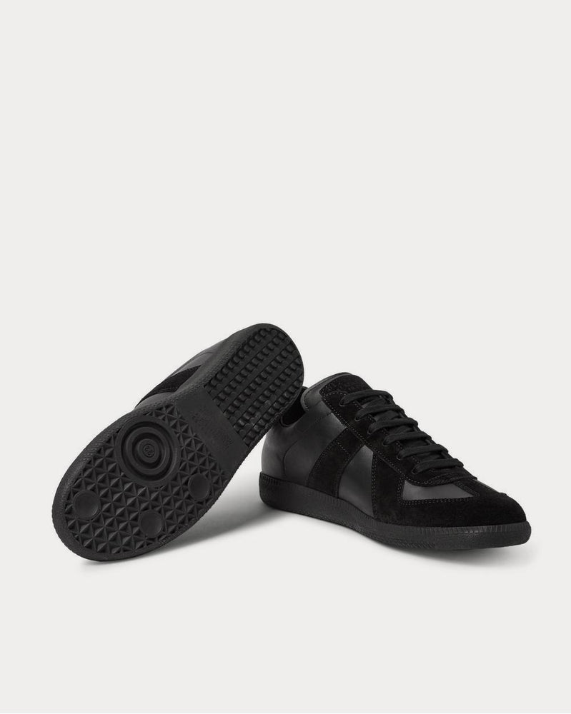 Maison Margiela Replica Leather and Suede  Black low top sneakers - 3