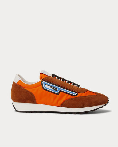 Prada Milano 70 Rubber and Leather-Trimmed Nylon  Orange low top sneakers