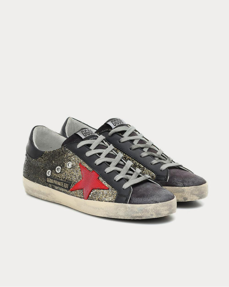 Golden Goose Superstar Black Glitter Low Top Sneakers - 2