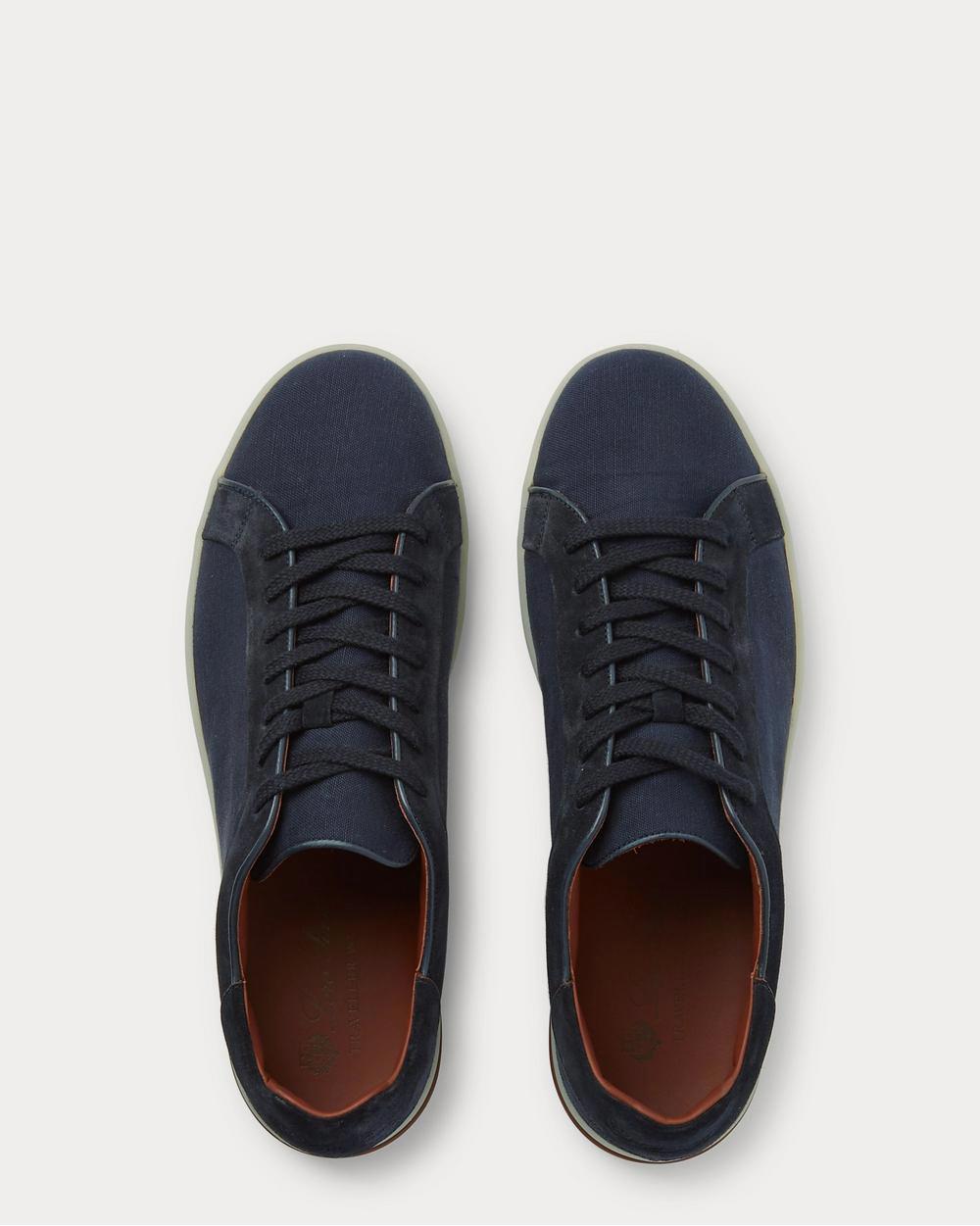 Loro Piana Traveller Suede and Canvas  Navy low top sneakers - 6