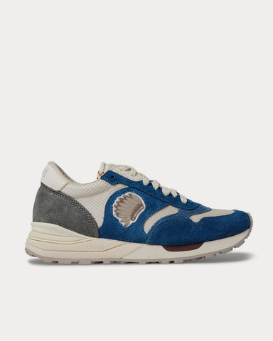 Visvim Roland Leather-Trimmed Suede and Mesh  Navy low top sneakers