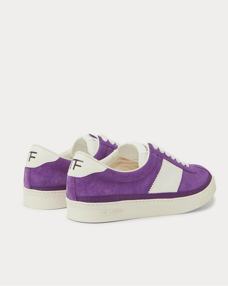 Tom Ford Bannister Leather-Trimmed Suede  Purple low top sneakers - 3