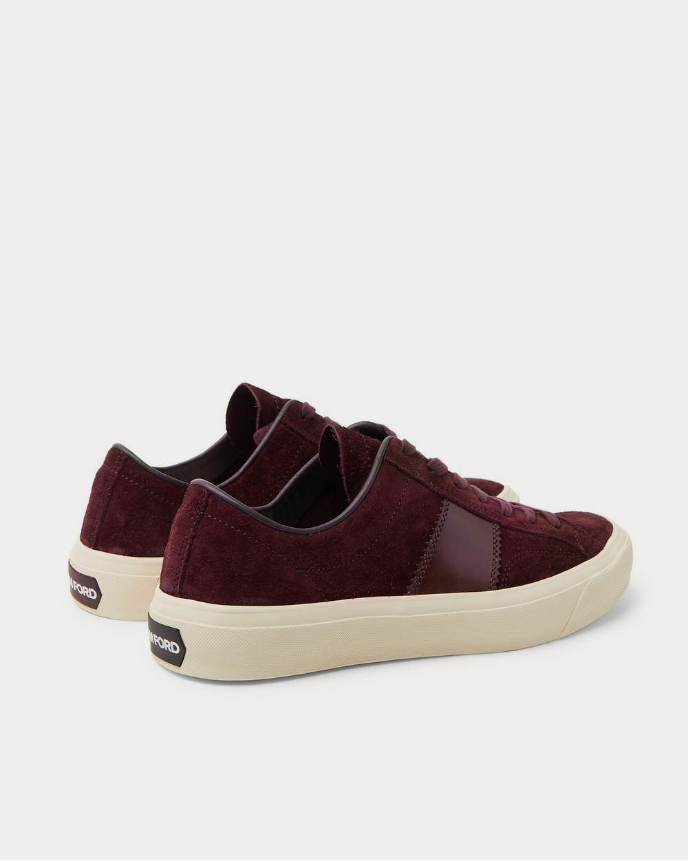 Tom Ford Cambridge Leather-Trimmed Suede  Burgundy low top sneakers - 3