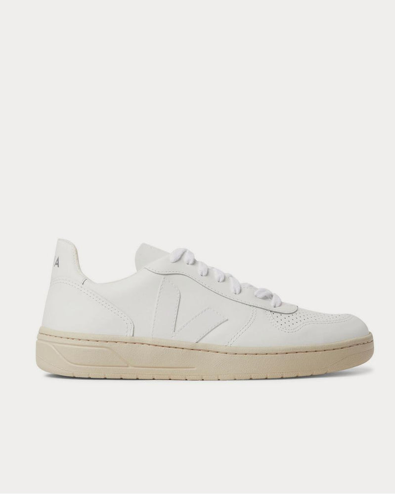 Veja V-10 Rubber-Trimmed Leather  White low top sneakers - 1