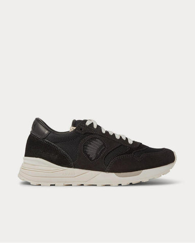 Visvim Roland Leather-Trimmed Suede and Mesh  Black low top sneakers