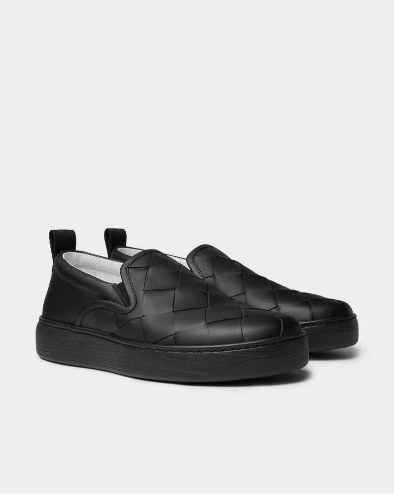 Bottega Veneta Dodger Intrecciato Leather  Black slip on sneakers - 2