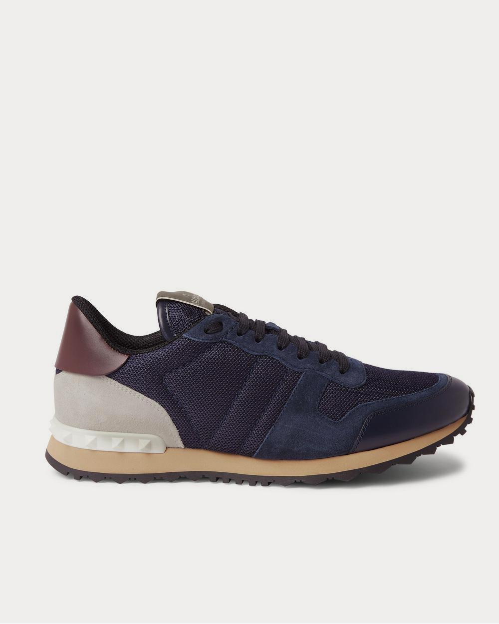 Valentino Rockrunner Mesh, Leather and Suede  Blue low top sneakers - 1