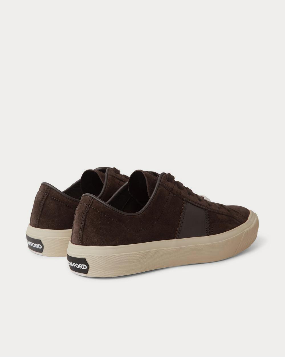 Tom Ford Cambridge Leather-Trimmed Suede  Dark brown low top sneakers - 3