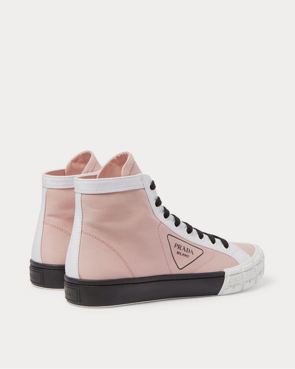 Prada Logo-Print Canvas High-Top  Pink high top sneakers - 4