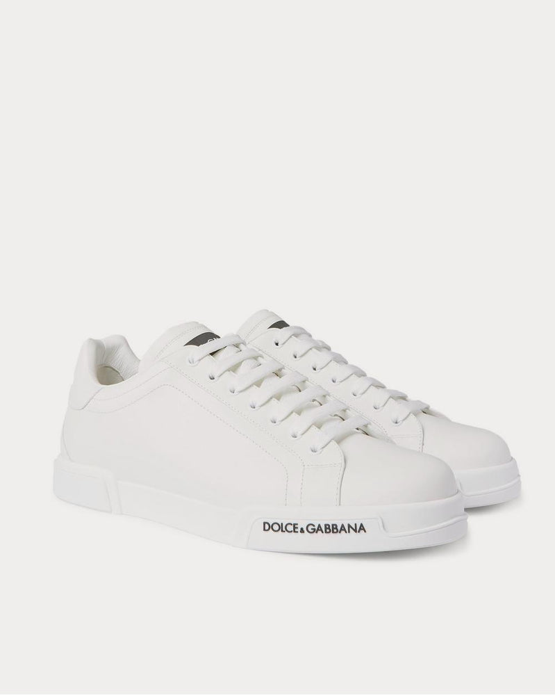 Dolce & Gabbana Logo-Appliquéd Rubber-Trimmed Leather  White low top sneakers - 2