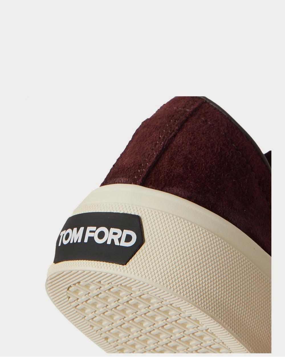 Tom Ford Cambridge Leather-Trimmed Suede  Burgundy low top sneakers - 4