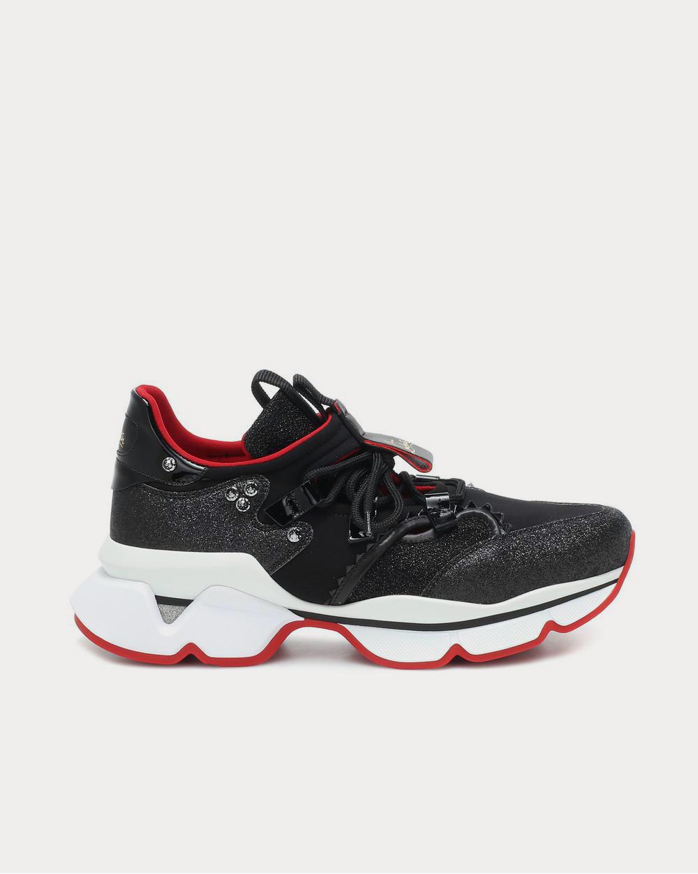 Christian Louboutin Red Runner neoprene Version Black Low Top Sneakers - 1