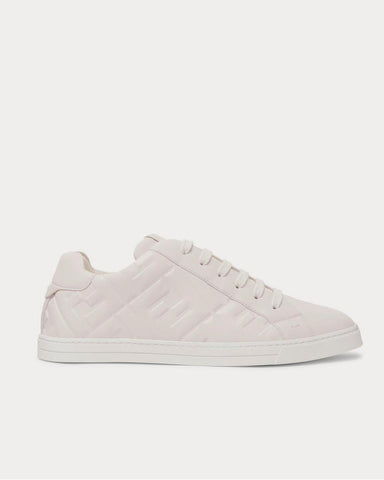 Fendi Logo-Embossed Leather  White low top sneakers