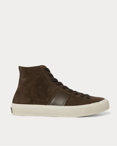 Tom Ford Cambridge Leather-Trimmed Suede High-Top  Army green high top sneakers